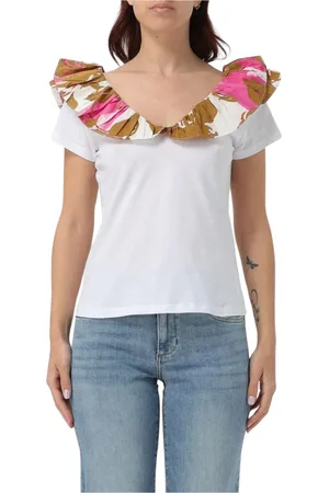Liu Jo Top, Dame, Hvid, S, Multifarvet Grafisk Print T-shirt