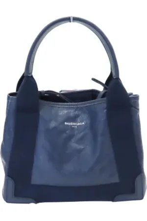 Balenciaga Pre-owned, Dame, Blå, ONE SIZE, Uld, Pre-owned Laeder hndtasker