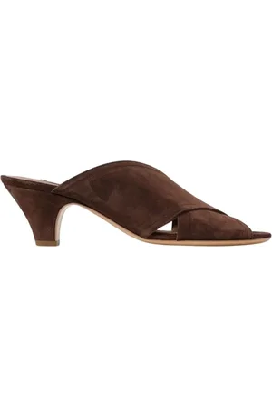 Casadei Sko, Dame, Brun, 39 EU, Elegant Ruskind Hælede Sandaler Kvinde