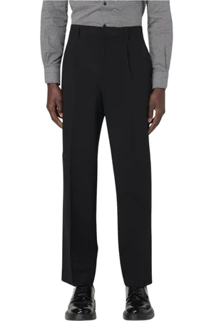 Emporio Armani Bukser, Herre, Sort, M, Uld, Sorte Plisserede Bukser Stilfuldt Design