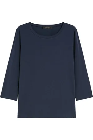 Max Mara Top, Dame, Blå, L, Bomuld, Bomuld Sommerfugl Logo T-shirt
