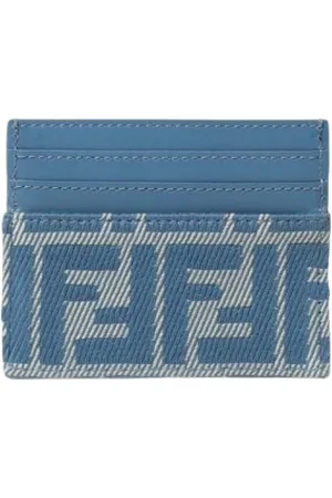 Fendi Tilbehør, Dame, Blå, ONE SIZE, Læder, Logo Læder Kortholder
