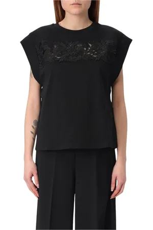 Twin-Set Top, Dame, Sort, XS, Bomuld, Sort Blonde Detalje T-Shirt