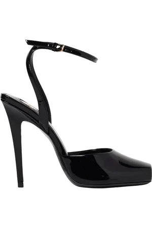 Saint Laurent Sko, Dame, Sort, 39 EU, Læder, Bordeaux Patent Hælede Sandaler