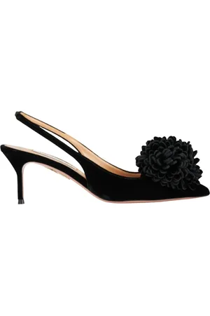 Aquazzura Sko, Dame, Sort, 38 EU, Uld, Velvet Pineapple Pumps med Stiletto Hæl