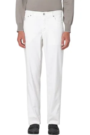 Brunello Cucinelli Bukser, Herre, Hvid, 2XL, Elegante Straight-Leg Bukser
