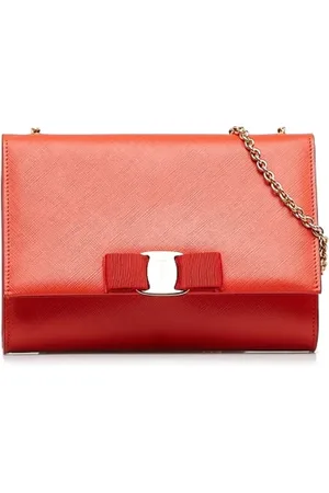 Salvatore Ferragamo Pre-owned, Dame, Rød, ONE SIZE, Uld, Pre-owned Laeder skuldertasker