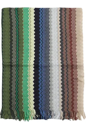 Missoni Tilbehør, Herre, Flerfarvet, ONE SIZE, Uld, Grøn Zigzag Uldtørklæde