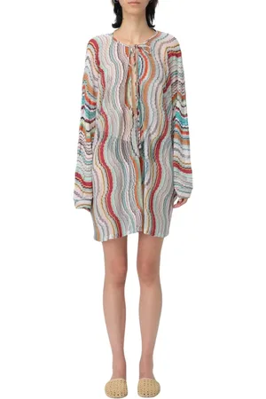 Missoni Kjole, Dame, Flerfarvet, M, Uld, Elegant Strik Mini Kjole Nøglehul