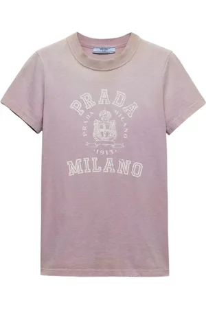 Prada Top, Dame, Lilla, M, Bomuld, Vintage Grafisk Tee i Lilla