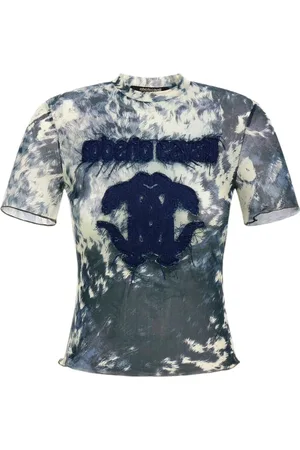 Roberto Cavalli Top, Dame, Blå, S, Blå Appaloosa Print T-Shirt Kvinde