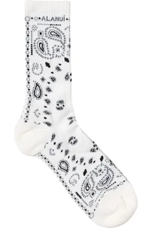 Alanui Undertøj, Herre, Hvid, ONE SIZE, Uld, Stilfulde Paisley Crew Socks