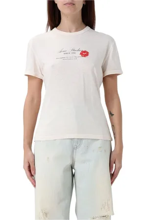 Acne Studios Top, Dame, Grå, S, Bomuld, Minimalist Lips Print Tee