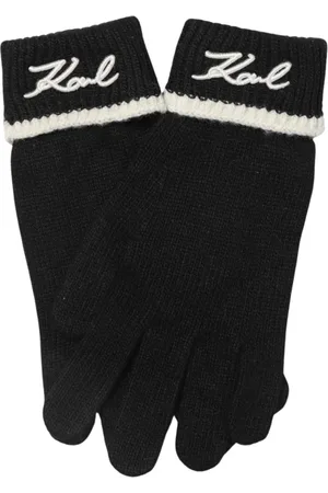 Karl Lagerfeld Tilbehør, Dame, Sort, L, Strikkede handsker med logo detalje