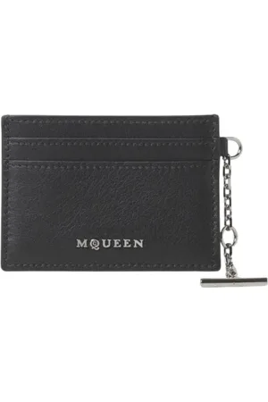 Alexander McQueen Tilbehør, Dame, Sort, ONE SIZE, Læder, Sort Læderkortholder Kædedetalje