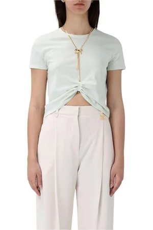 Elisabetta Franchi Top, Dame, Grøn, S, Elegant Hvid Striktrøje