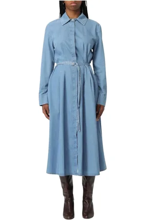 Liu Jo Kjole, Dame, Blå, M, Uld, Stilfuld Denim Kjole