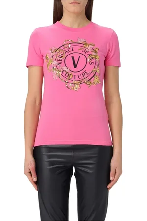 VERSACE Top, Dame, Lyserød, 2XS, Bomuld, Couture T-shirt til kvinder