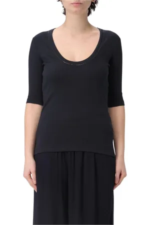 Fabiana Filippi Top, Dame, Blå, M, Bomuld, Blå Ribbet V-hals Top