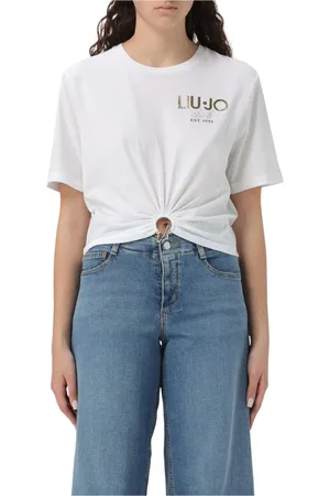 Liu Jo Top, Dame, Hvid, XS, Bomuld, Hvid Knotted T-Shirt Casual Elegance