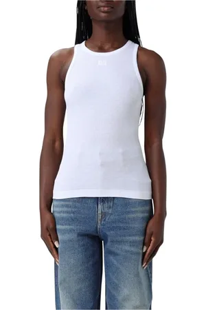 Ganni Top, Dame, Hvid, XS, Uld, Hvid Ribbet Tank Top