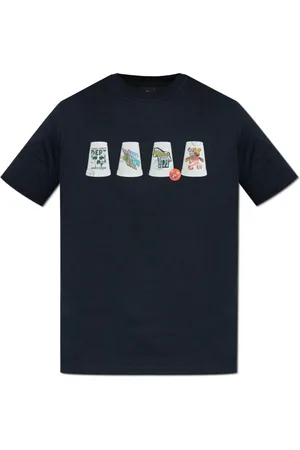 Paul Smith Top, Herre, Blå, XL, Bomuld, T-shirt med farverigt tryk