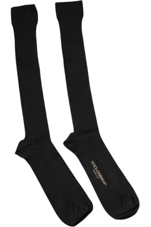 Dolce & Gabbana Undertøj, Herre, Sort, L, Luksus Logo Viskose Calf Sokker