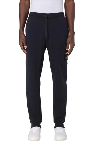 Stone Island Bukser, Herre, Blå, L, Bomuld, Sorte Cargo Sweatpants Regular Fit