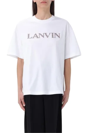 Lanvin Top, Dame, Hvid, S, Bomuld, Broderet Logo Tee til Kvinder