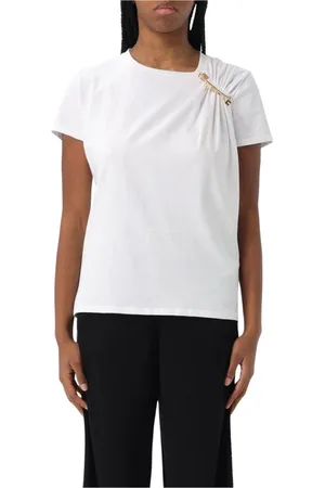 Elisabetta Franchi Top, Dame, Hvid, XS, Elegant Sweater med sikkerhedsnål detalje