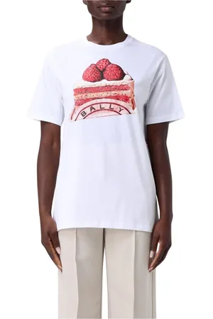 Bally Top, Dame, Hvid, XS, Bomuld, Jordbærkage Grafisk T-shirt