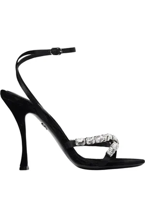 Dolce & Gabbana Sko, Dame, Sort, 37 EU, Satin, Luksus Krystal Velvet Hæle