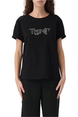 Twin-Set Top, Dame, Sort, S, Bomuld, Hvid Crew Neck T-Shirt