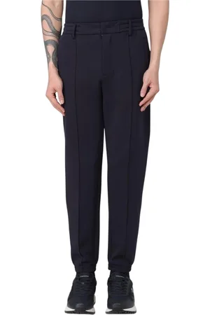 Emporio Armani Bukser, Herre, Blå, XS, Uld, Stilfulde Blå Casual Bukser til Mænd