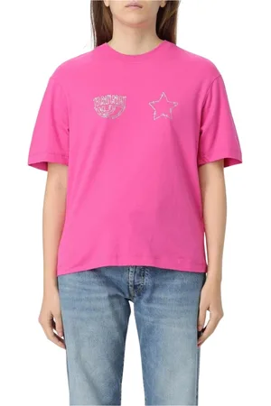 Chiara Ferragni Top, Dame, Lilla, M, Bomuld, Stjerneøje T-shirt i violet