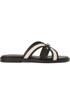 Kazar Sko, Dame, Sort, 37 EU, Læder, Komfortable flip-flops i læder og stof på en flad sål