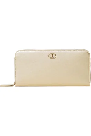 Twin-Set Tilbehør, Dame, Gul, ONE SIZE, Uld, Guld Metallic Pung med Elegant Design