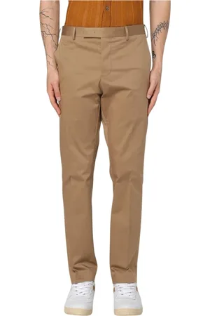 PT Torino Bukser, Herre, Brun, 2XL, Bomuld, Slim Fit Casual Mudfarvet Bukser