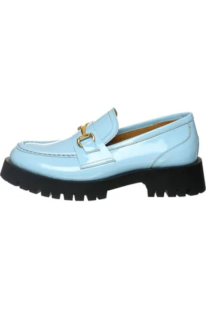 CESARE GASPARI Sko, Dame, Blå, 40 EU, Uld, Luxe Glide Gold-Bit Loafers Josephine