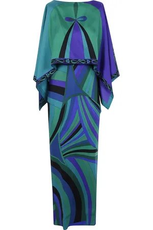 Emilio Pucci Kjole, Dame, Grøn, S, Elegant Iris Kjole til Kvinder
