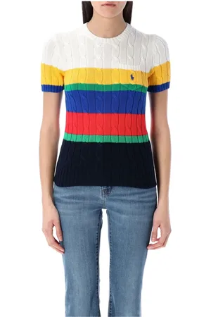 Ralph Lauren Strik, Dame, Flerfarvet, M, Bomuld, Stribet Strikbluse