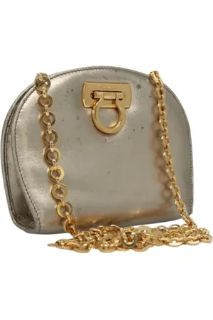 Salvatore Ferragamo Pre-owned, Dame, Grå, ONE SIZE, Uld, Pre-owned Laeder skuldertasker