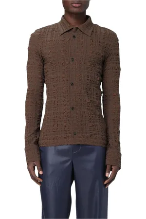 Nanushka Skjorte, Herre, Brun, S, Polyester, Tekstureret Langærmet Skjorte Sofistikeret Stil