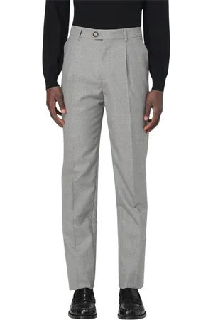 Brunello Cucinelli Bukser, Herre, Grå, M, Uld, Elegant Uld Plisserede Bukser