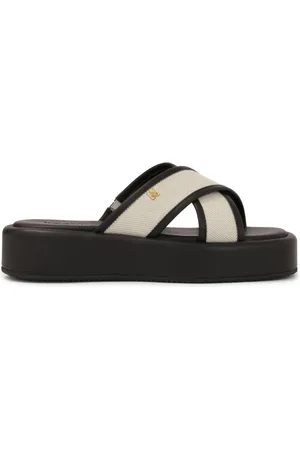 Kazar Sko, Dame, Sort, 36 EU, Læder, Læder flip-flops på en tyk sål med krydsede remme