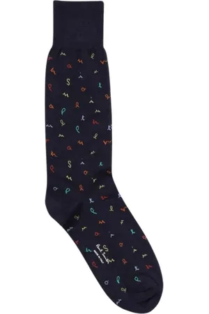 Paul Smith Undertøj, Herre, Blå, ONE SIZE, Multifarvede Script Crew Sokker