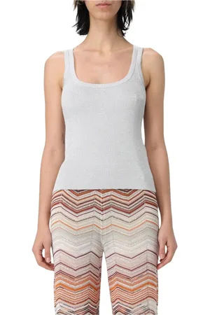 Missoni Strik, Dame, Grå, S, Sølv Metallic Strik Ærmeløs Top