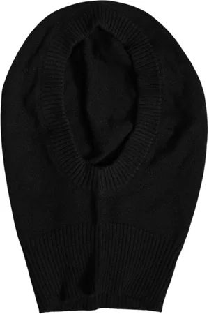 Dolce & Gabbana Tilbehør, Dame, Sort, ONE SIZE, Cashmere, Sort Cashmere Strikket Ski Maske Hat