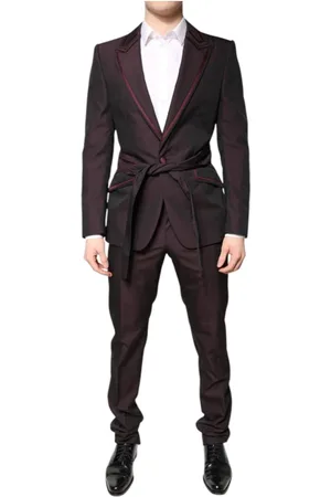 Dolce & Gabbana Jakkesæt, Herre, Brun, M, Uld, Mørk Rød Slim Fit Formelt Jakkesæt