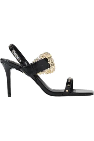 VERSACE Sko, Dame, Sort, 37 EU, Læder, Sort Læder Højhælede Sandaler
